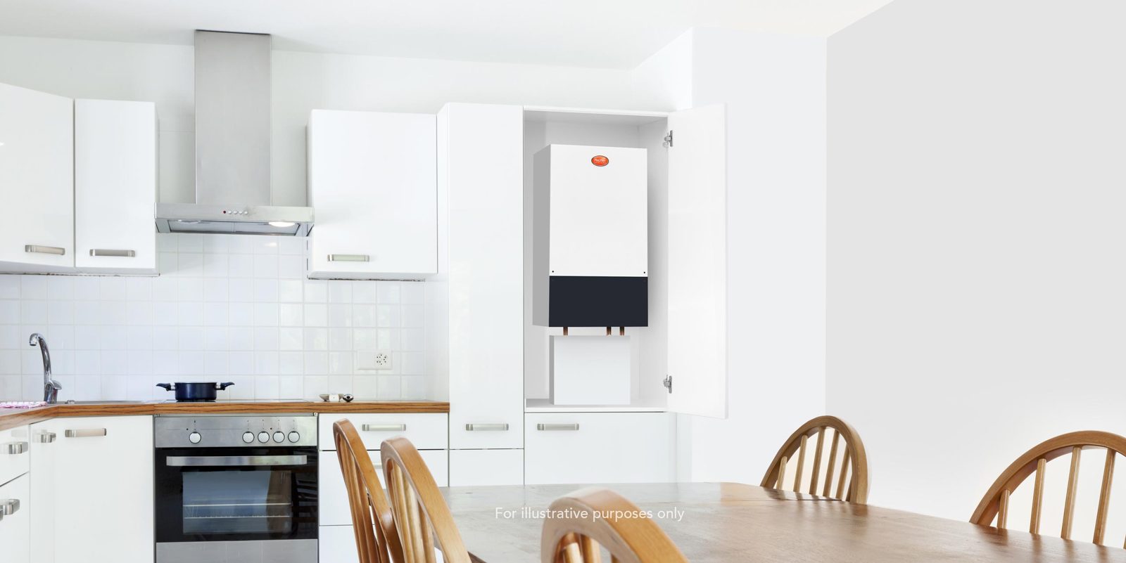 White Fischer electric boiler fitted in a modern kitchen